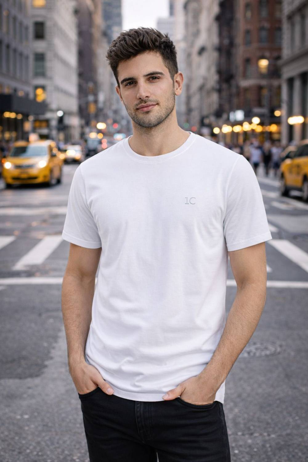 LONDON COLORS Men Solid Round Neck Pure Cotton White T-Shirt