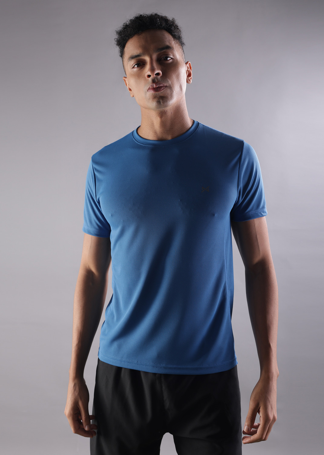 Image of Force NXT Solid Men Round Neck Blue T-Shirt
