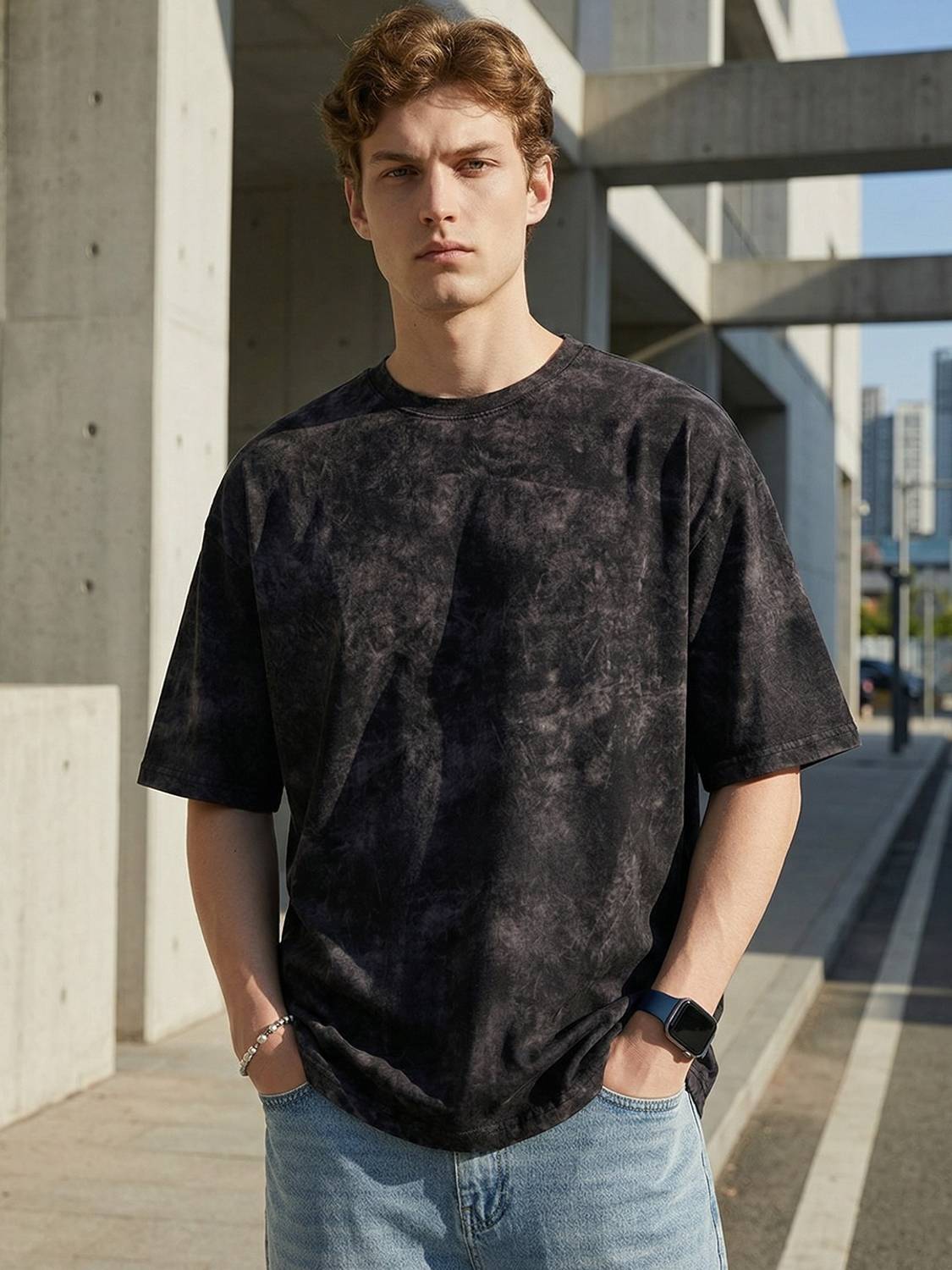 JUST ROAR Printed Men Round Neck Black T-Shirt