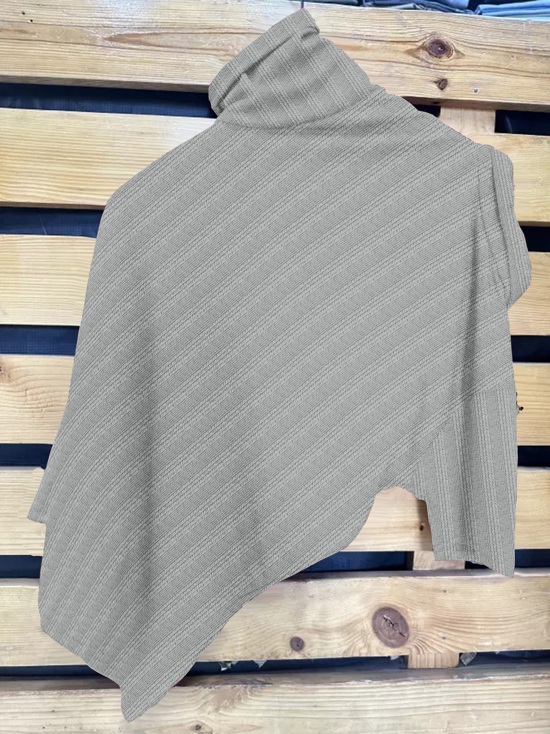 Image of COMBRAIDED Self Design Men Polo Neck Grey T-Shirt