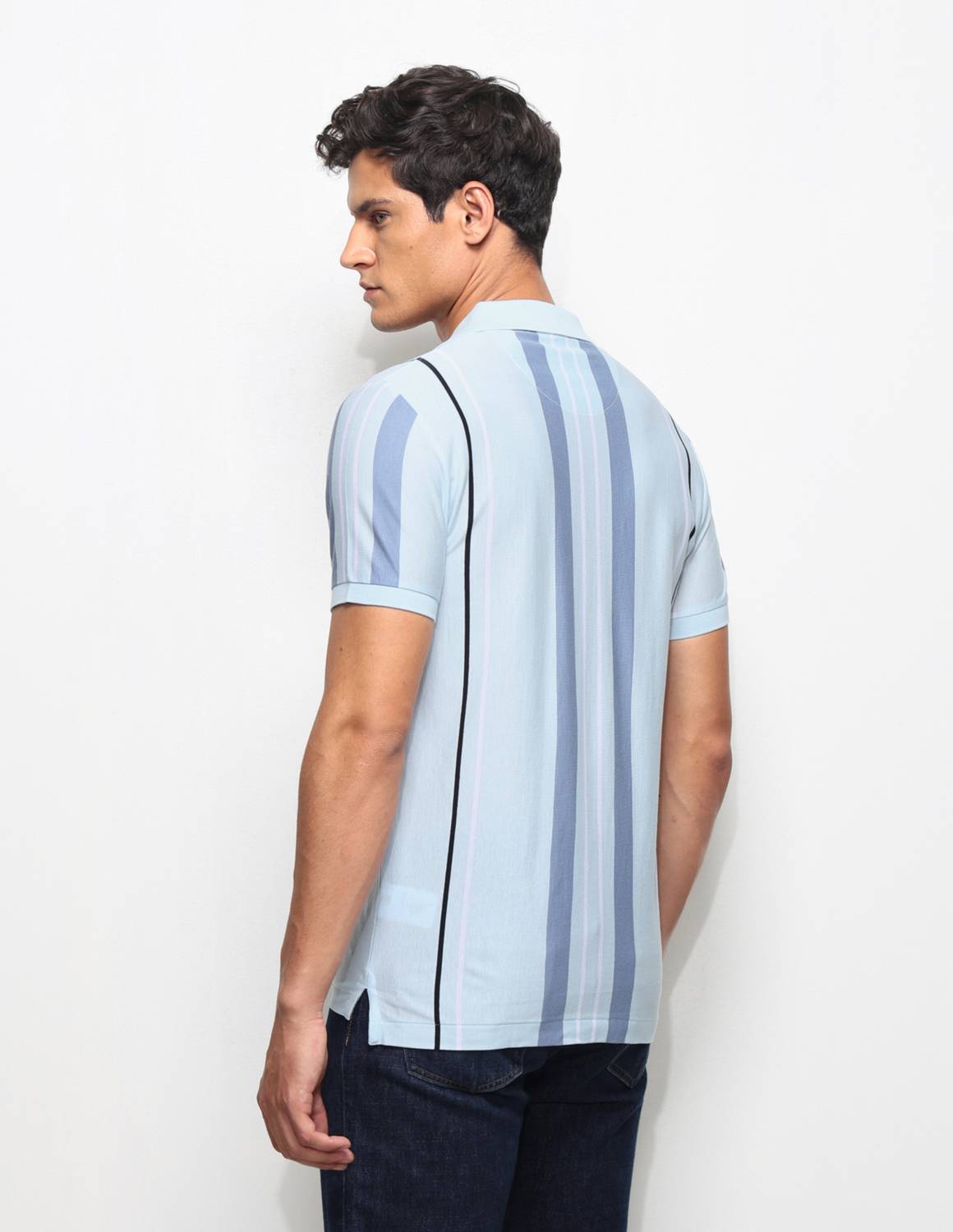 U.S. POLO ASSN. Blue Striped Polo Neck T-Shirt - Image 3
