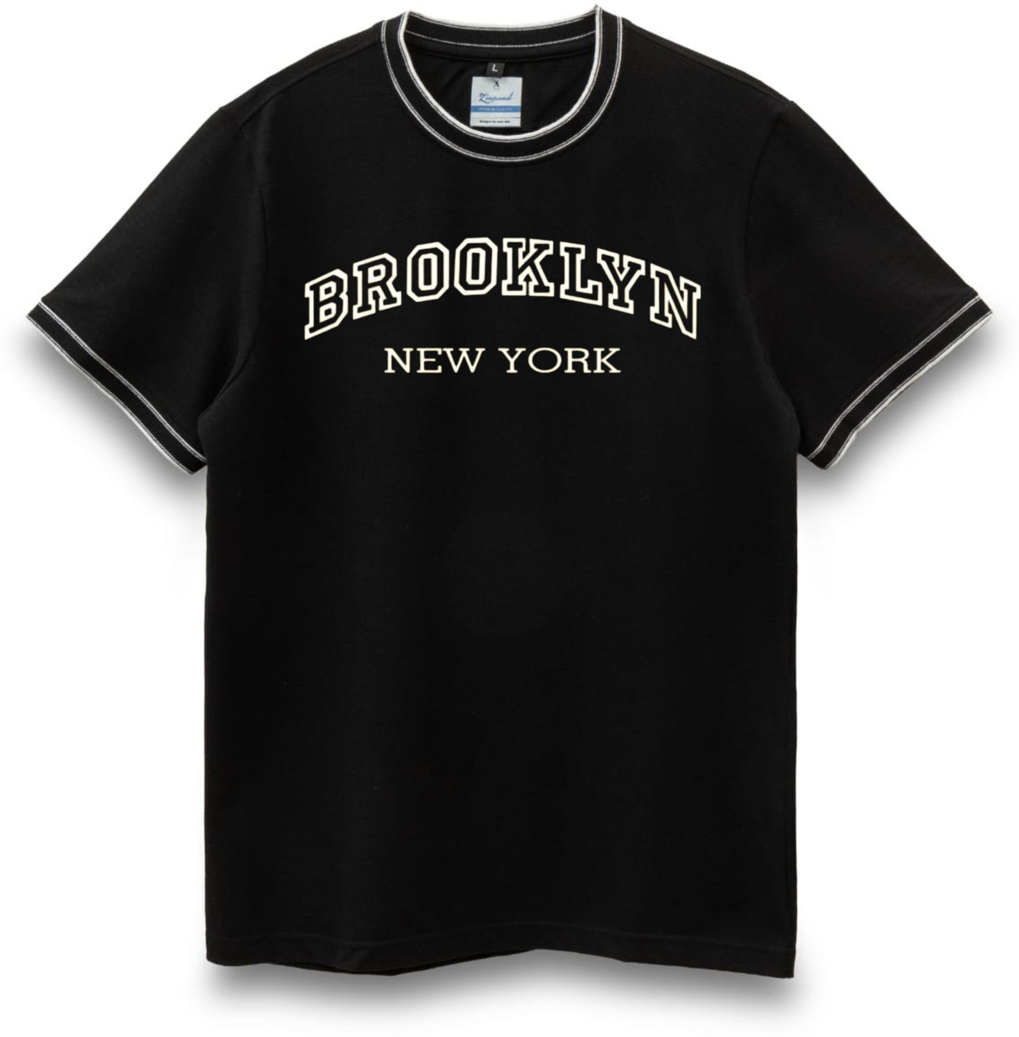 Image of zinpand Printed Men Round Neck Black T-Shirt