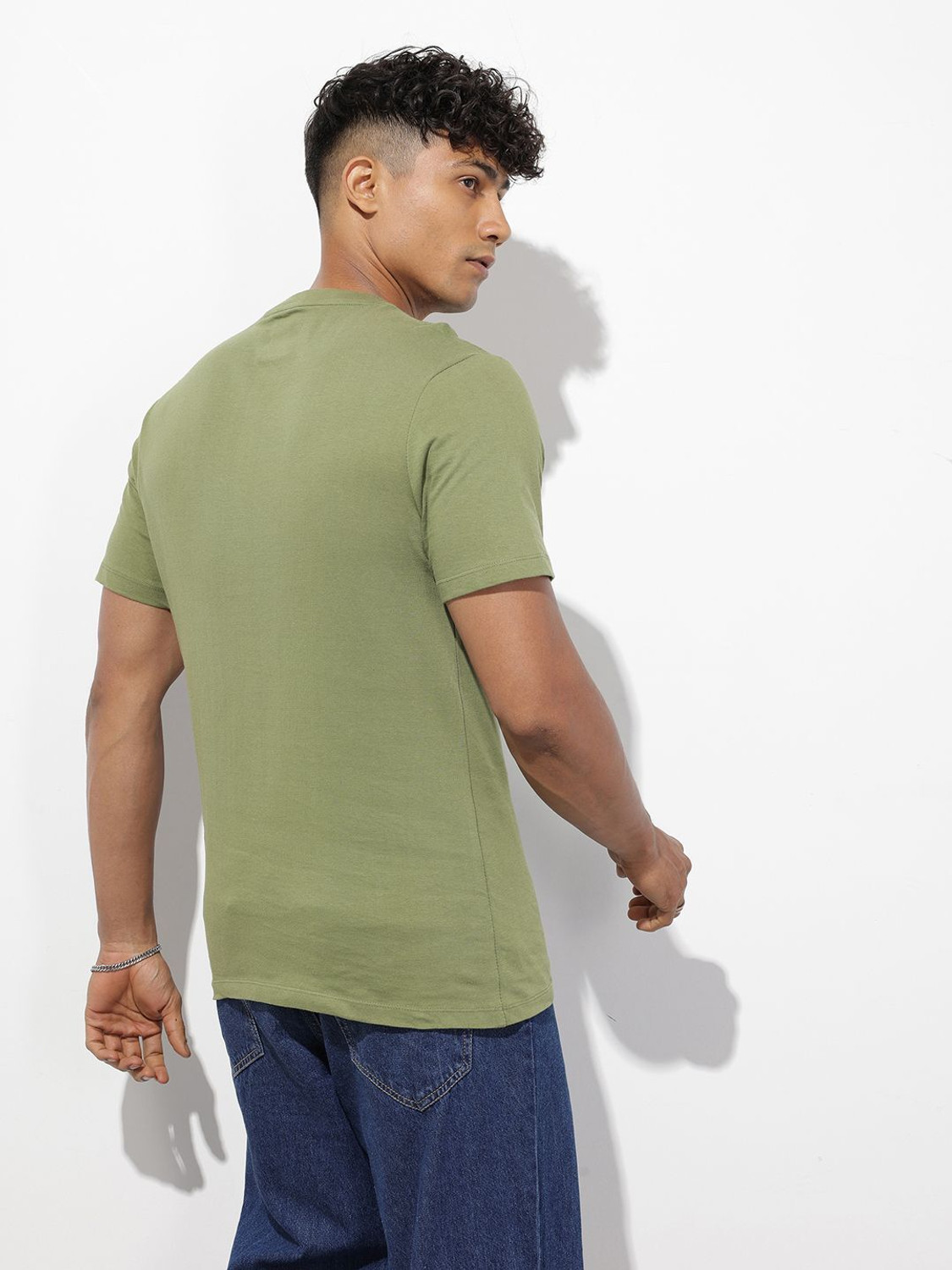 Image of Roadster Printed Men Round Neck Green T-Shirt