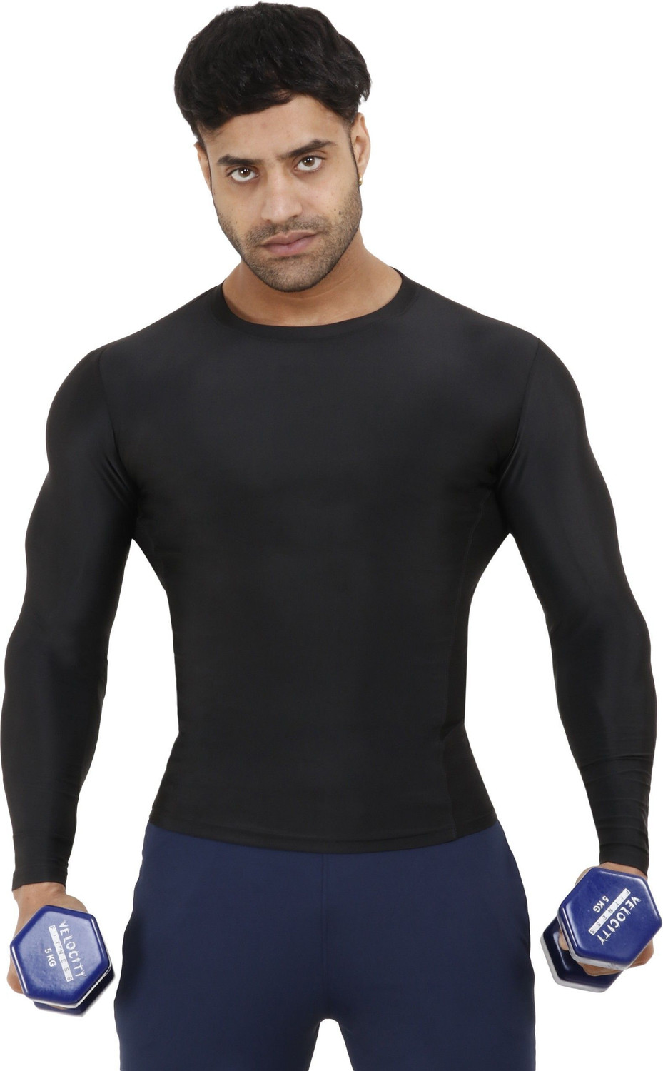 Image of Kyk Solid Men Round Neck Black T-Shirt