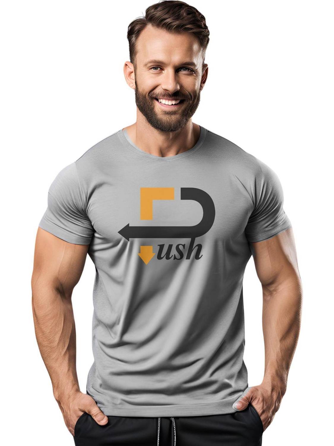 3colors Printed Men Round Neck Grey T-Shirt