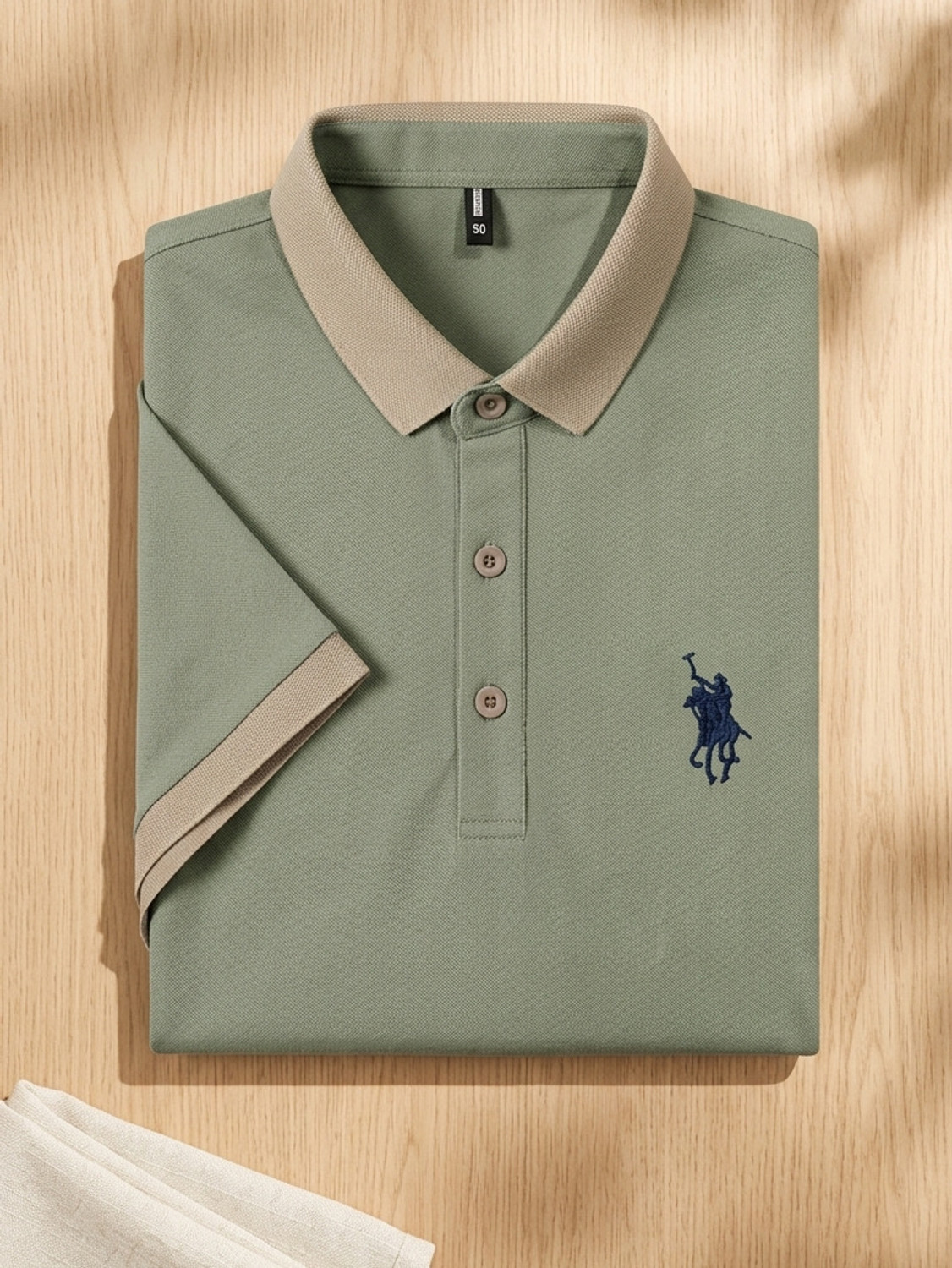 Image of TheGovindCo Solid Men Polo Neck Light Green T-Shirt