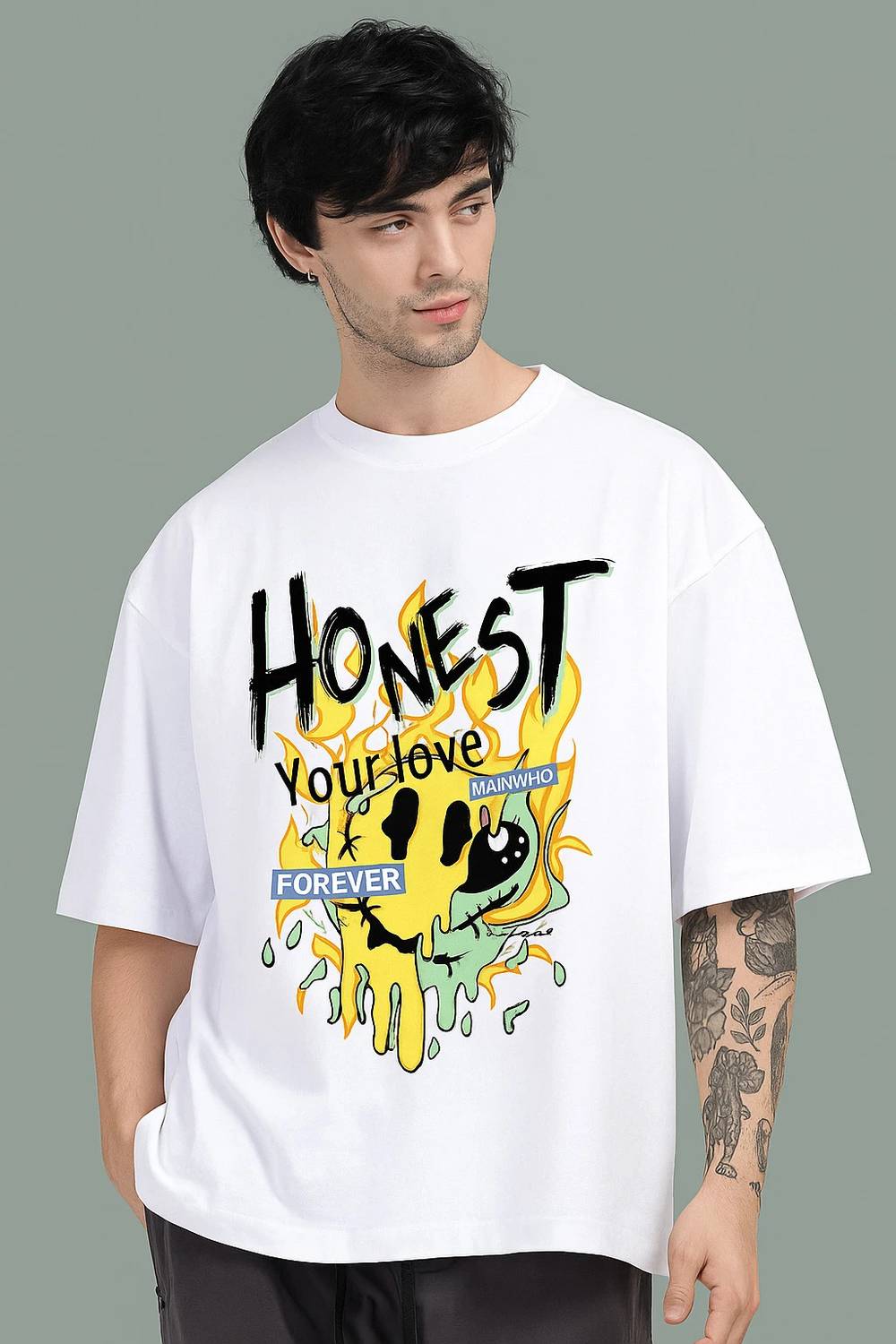 ALONE EAGLE Graphic Print Men Round Neck White T-Shirt