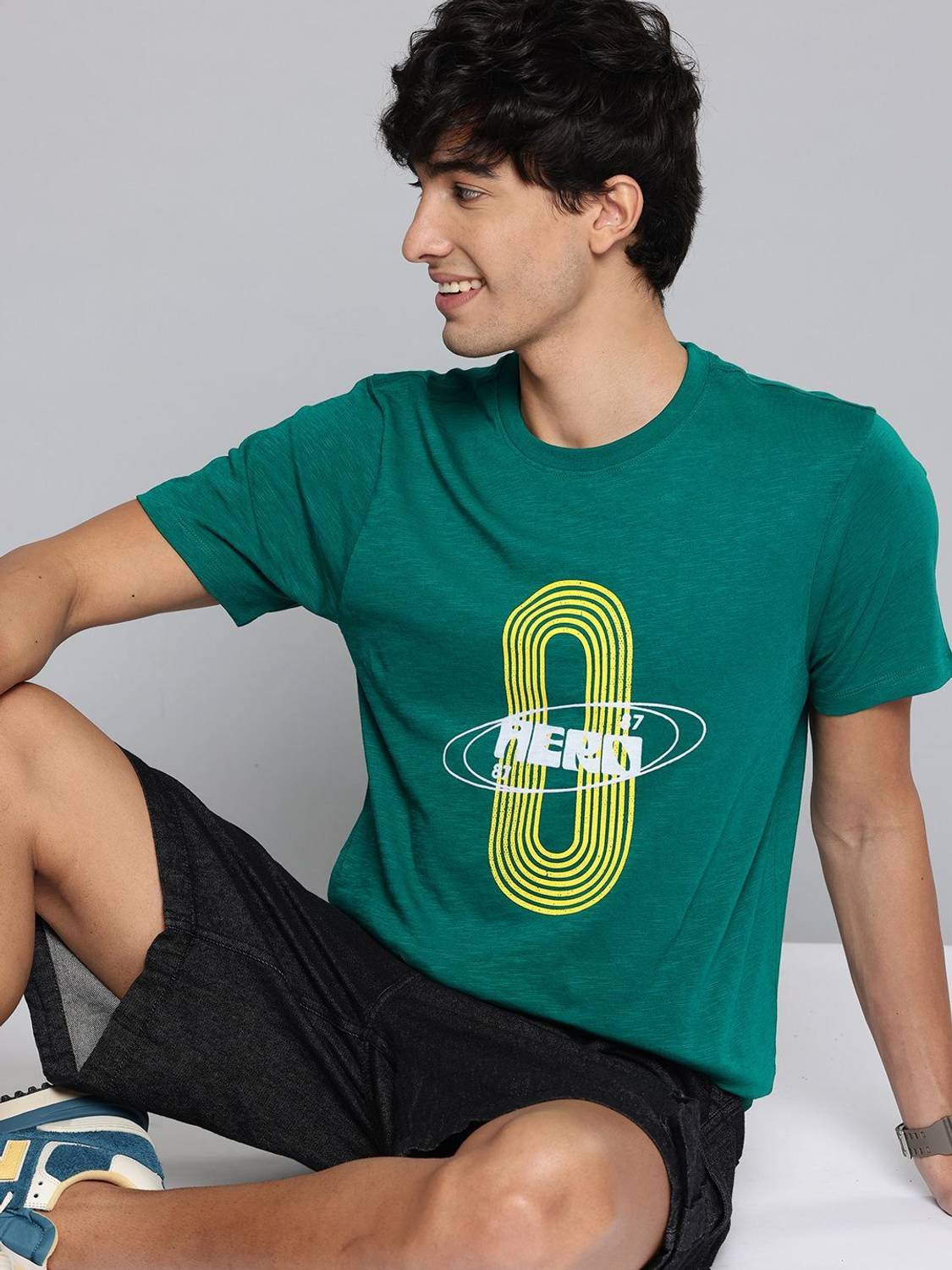 AEROPOSTALE Printed Men Round Neck Green T-Shirt