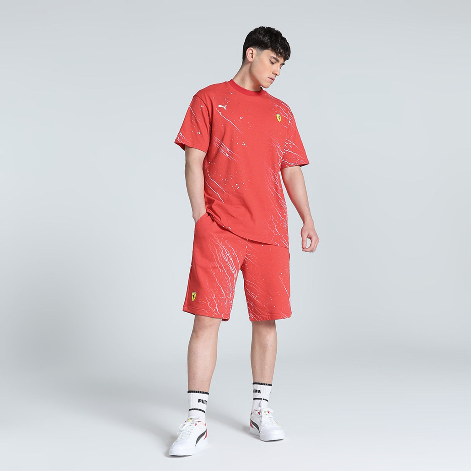 Image of PUMA Printed Men Crew Neck Red T-Shirt