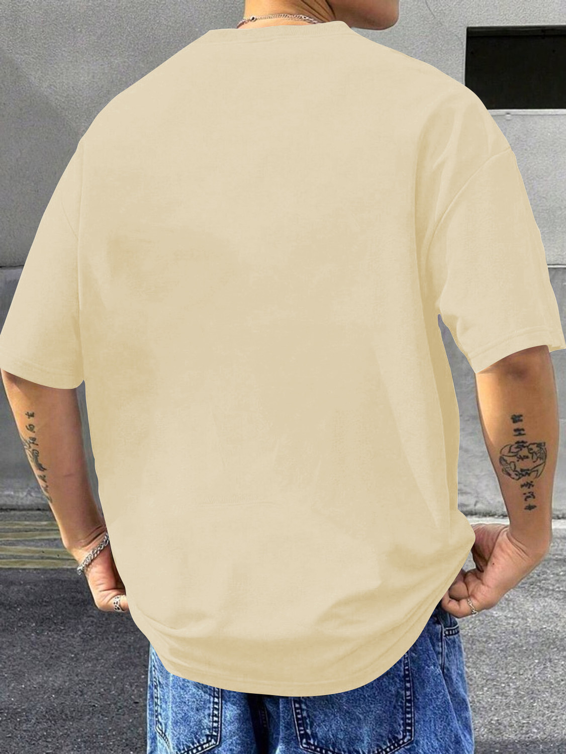 Image of Mania Fashion Solid Men Round Neck Beige T-Shirt