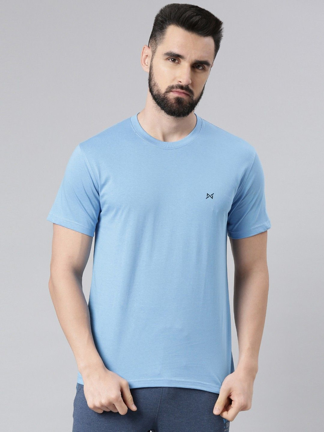 Image of Force NXT Solid Men Round Neck Multicolor T-Shirt