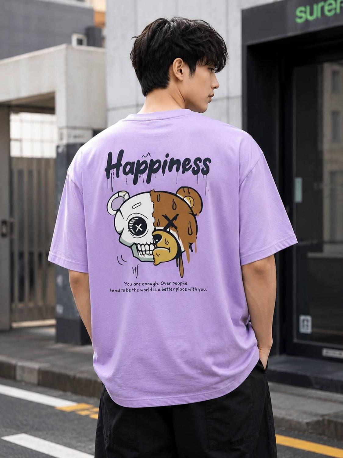 DAM HOOVER Purple Graphic Print Men's T-Shirt - Image 2