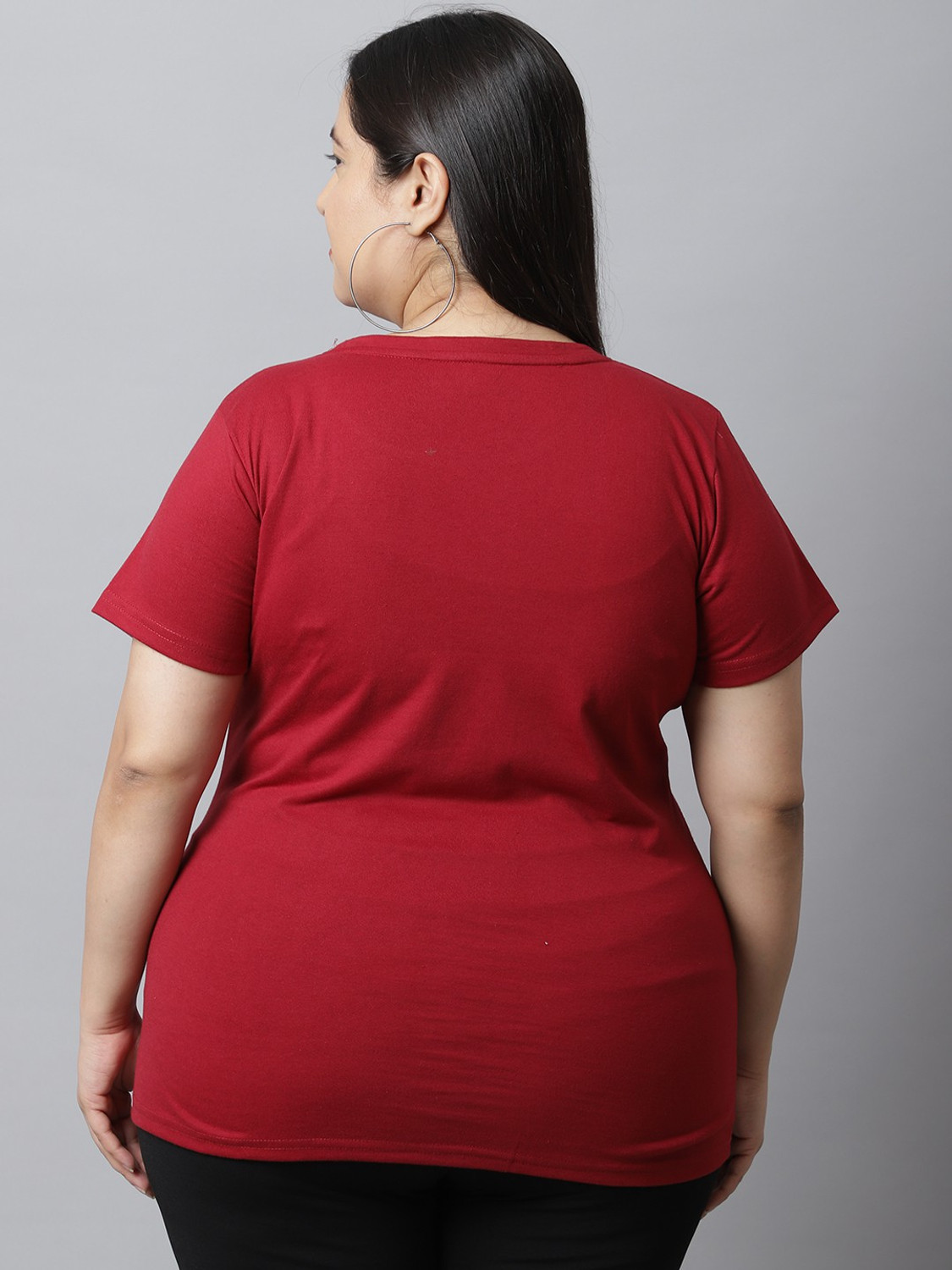 Image of UnaOne Typography Women Round Neck Maroon T-Shirt