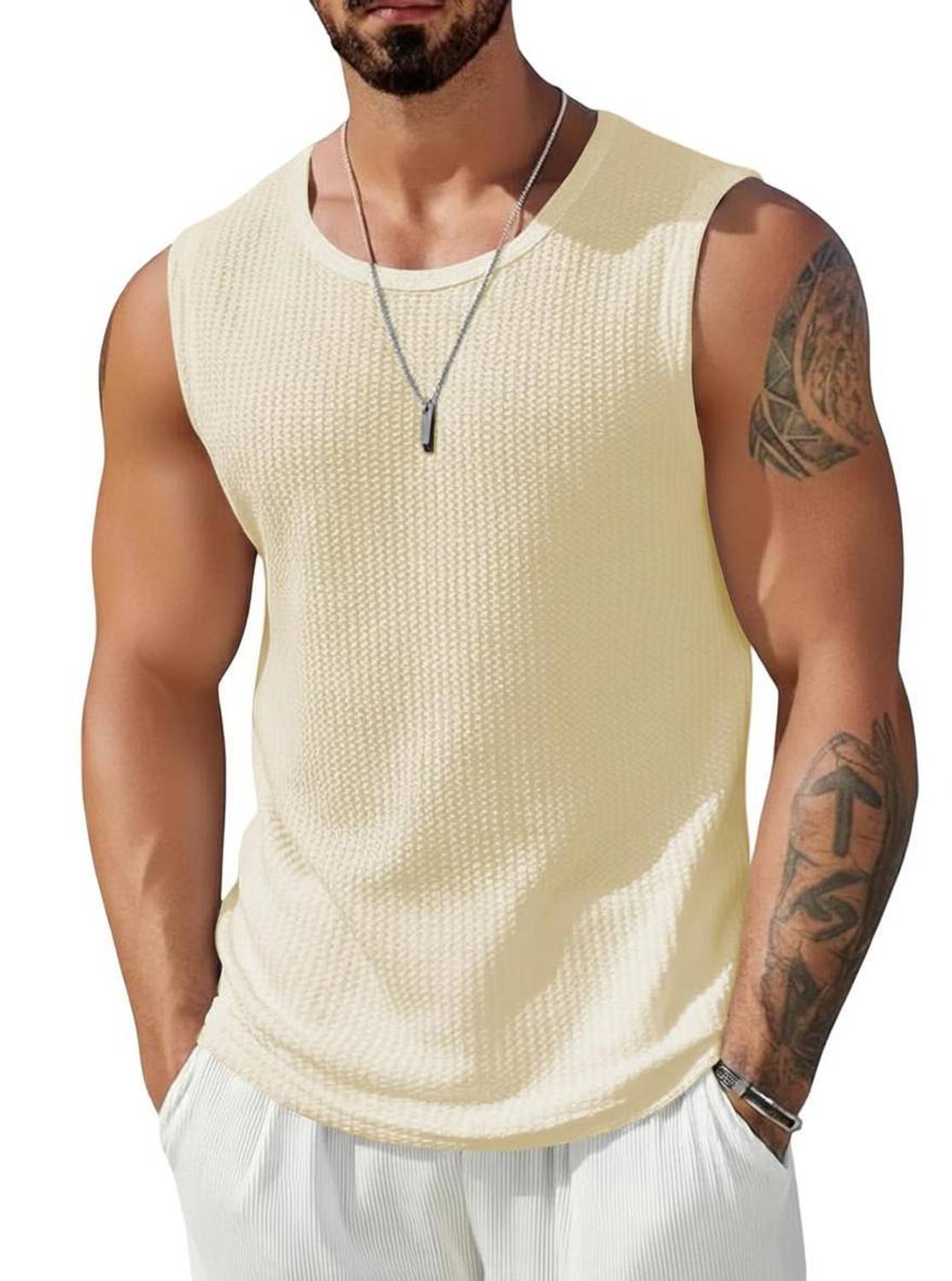 TeeWink Beige Men's Round Neck T-Shirt - Image 1