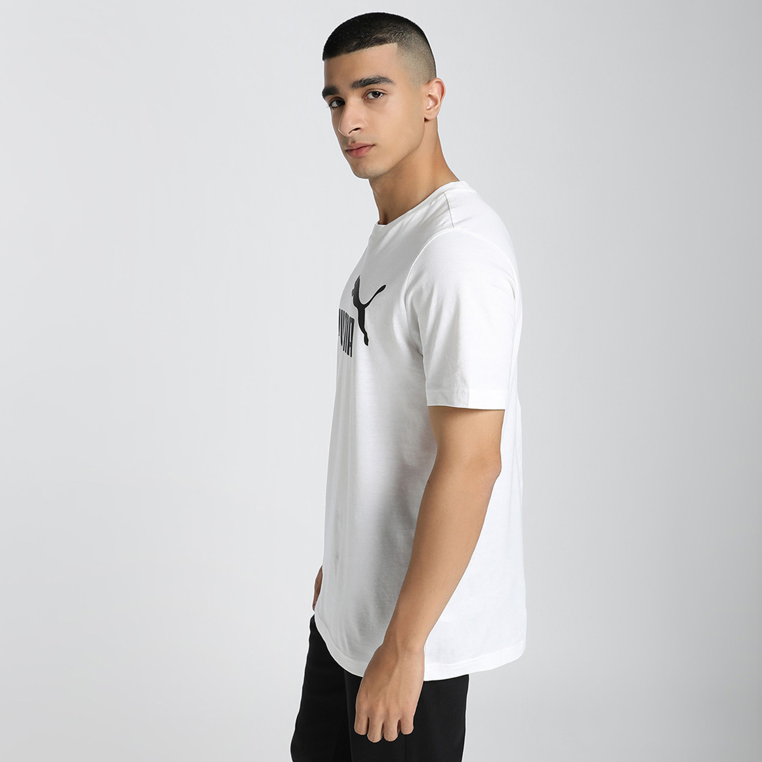 Image of PUMA Printed Men Crew Neck White T-Shirt