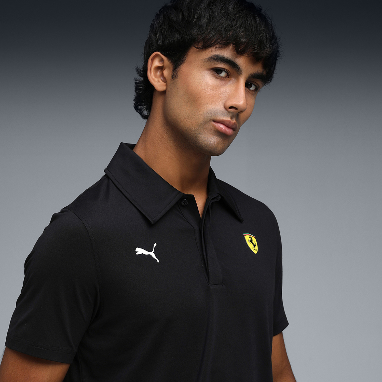 Image of PUMA Solid Men Polo Neck Black T-Shirt