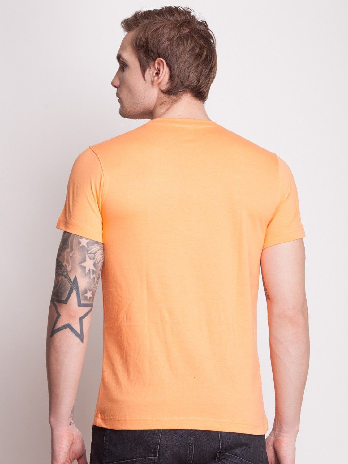Image of Force NXT Solid Men Round Neck Pink, Orange T-Shirt