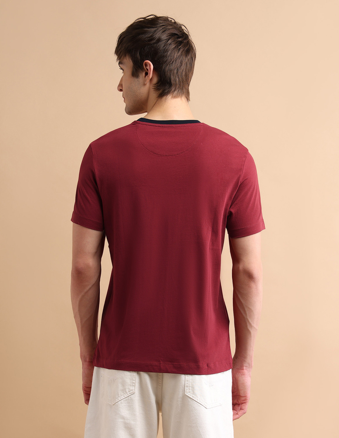 Image of U.S. POLO ASSN. Typography Men Round Neck Red T-Shirt