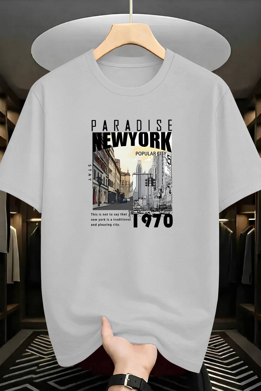 KAJARU Printed Men Round Neck Grey T-Shirt - Image 1