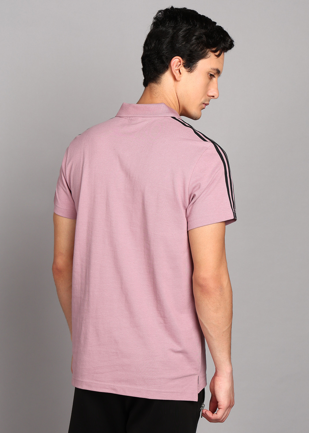 Image of ADIDAS Solid Men Polo Neck Purple T-Shirt