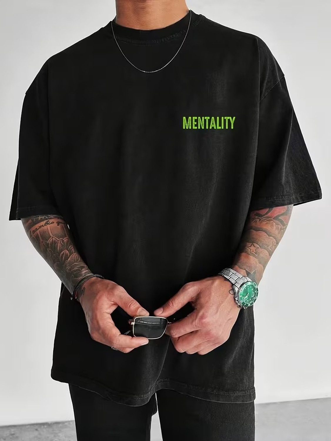 Image of Preeo Printed Men Round Neck Black T-Shirt