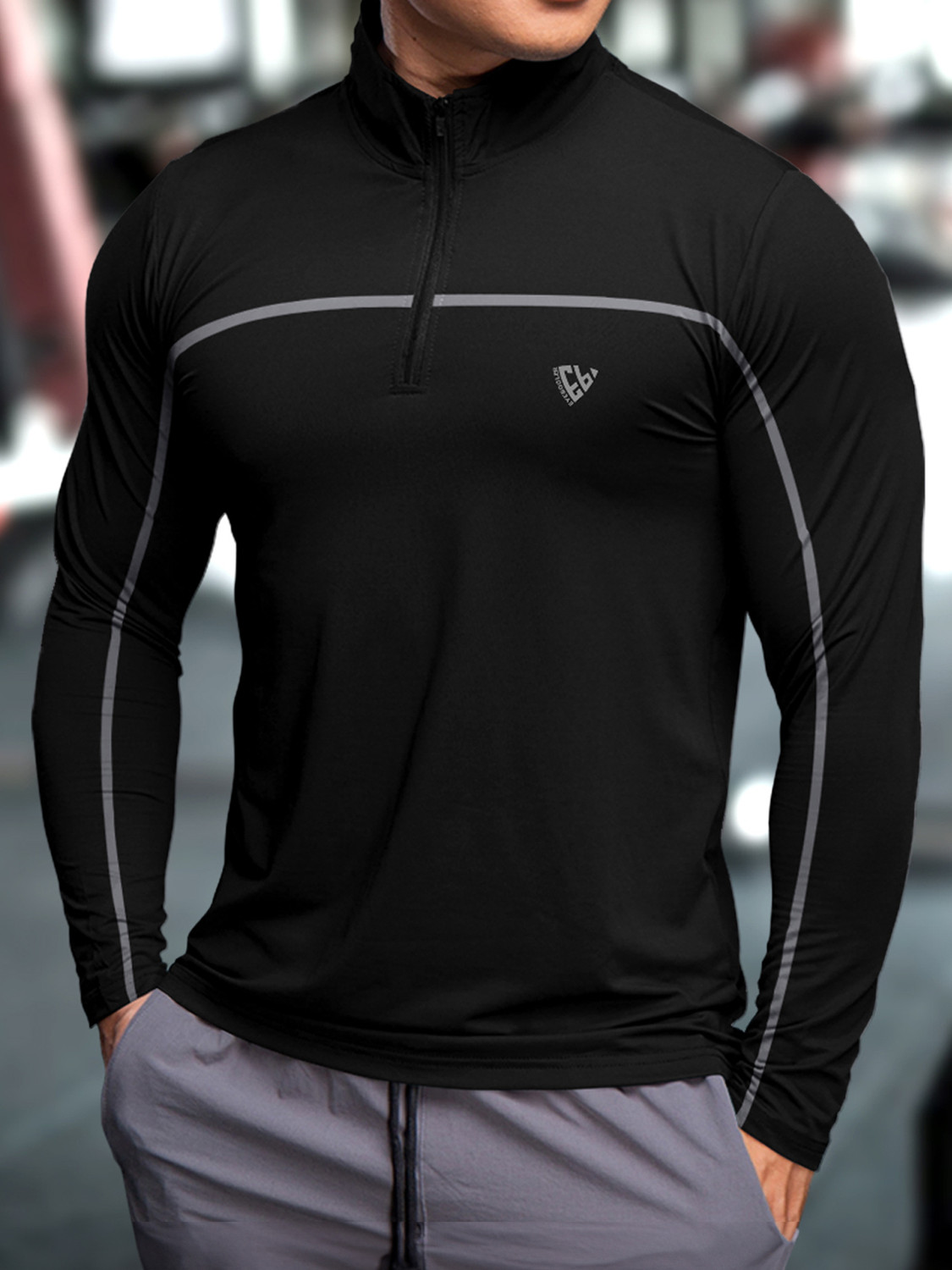 Image of EyeBogler Colorblock Men Zip Neck Multicolor T-Shirt