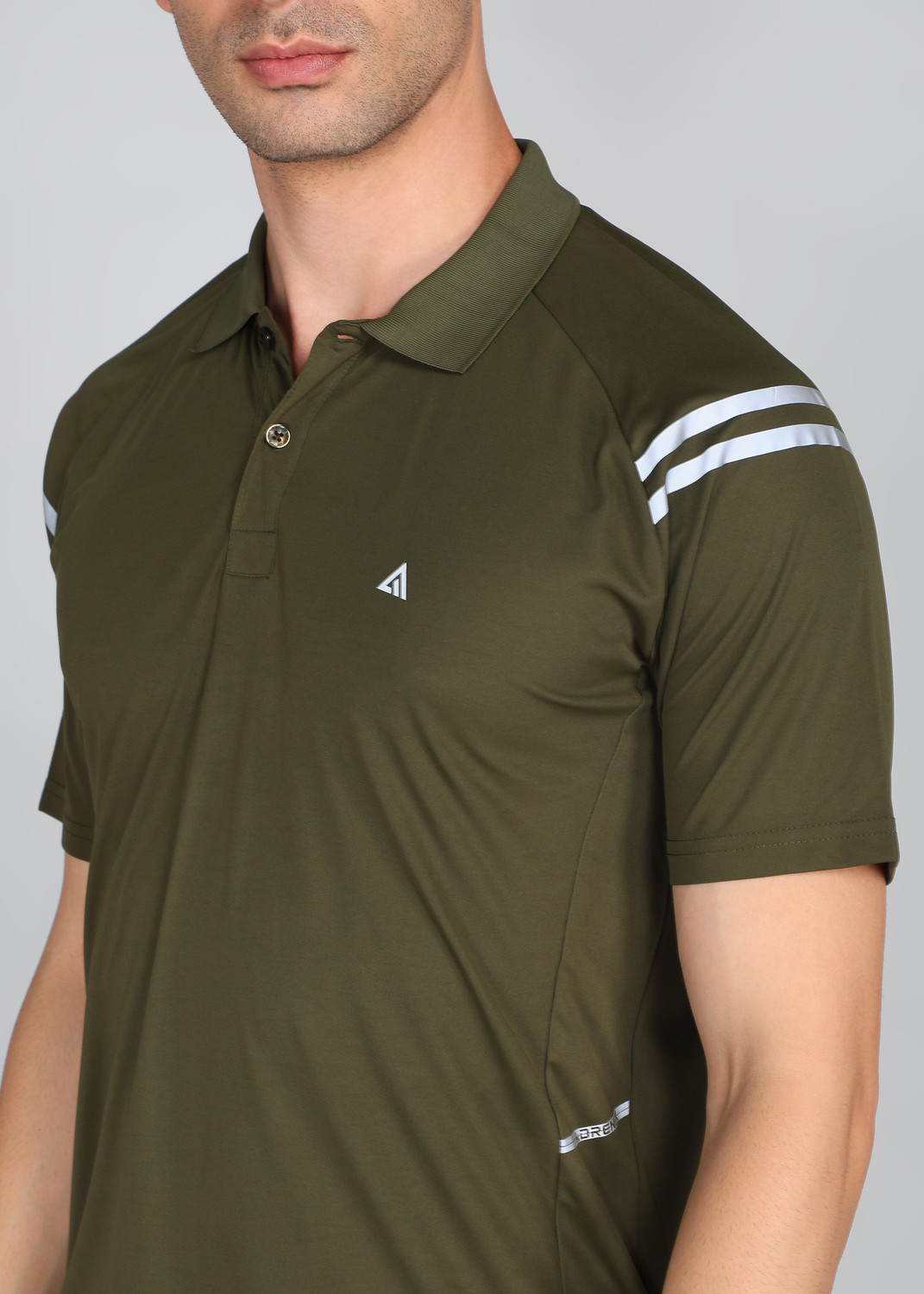 Image of Adrenex Solid Men Polo Neck Dark Green T-Shirt