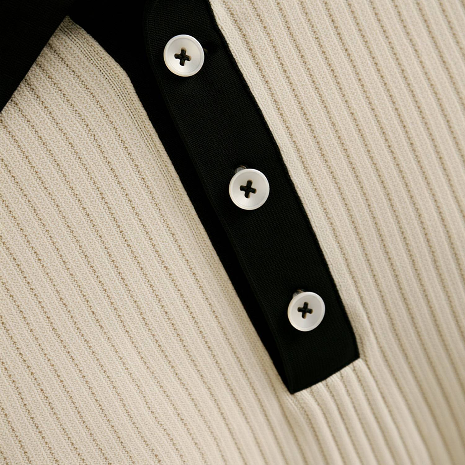 Try This Men Colorblock Polo Neck Cotton Blend White T-Shirt