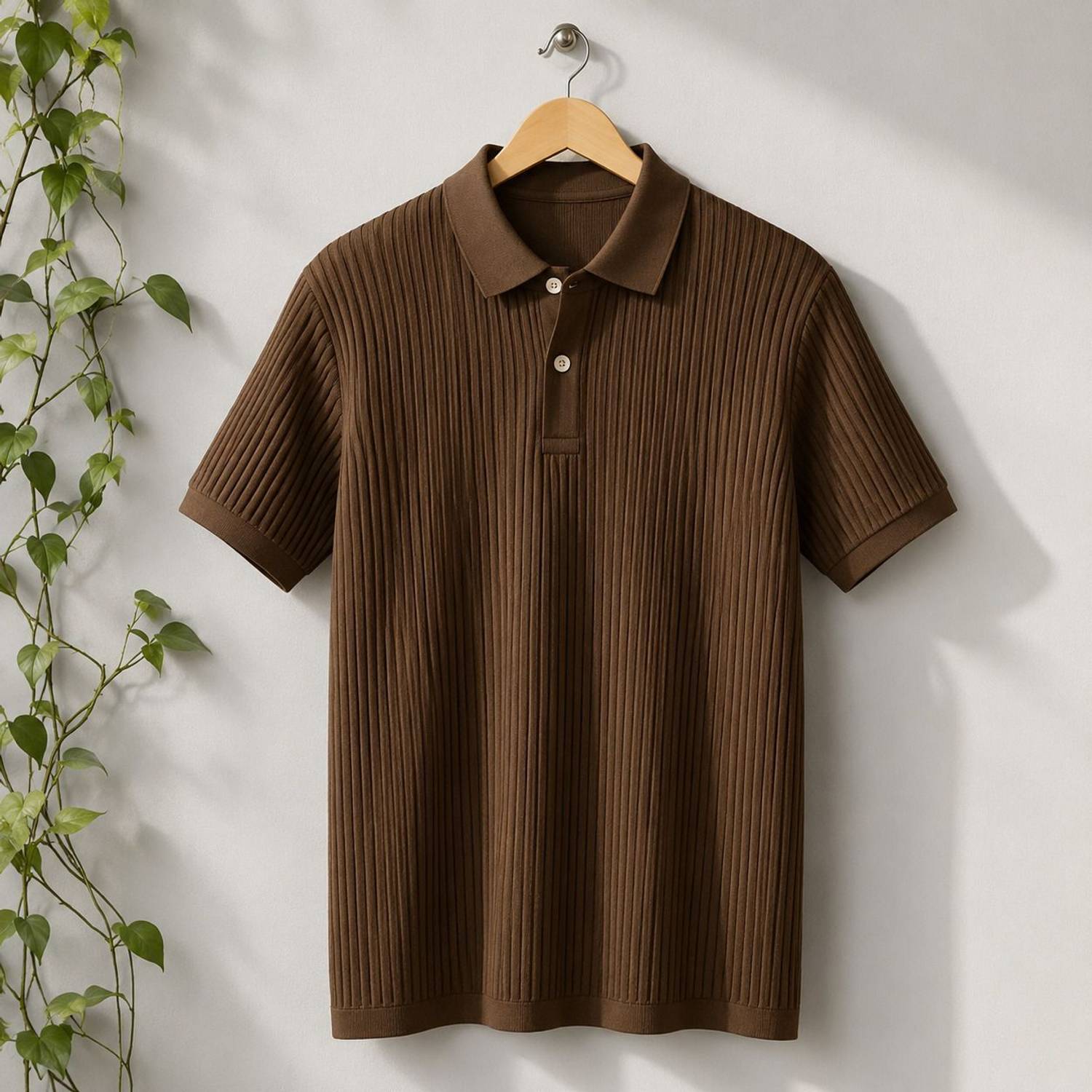 Nan Men Polo Neck Brown T-Shirt - Image 1