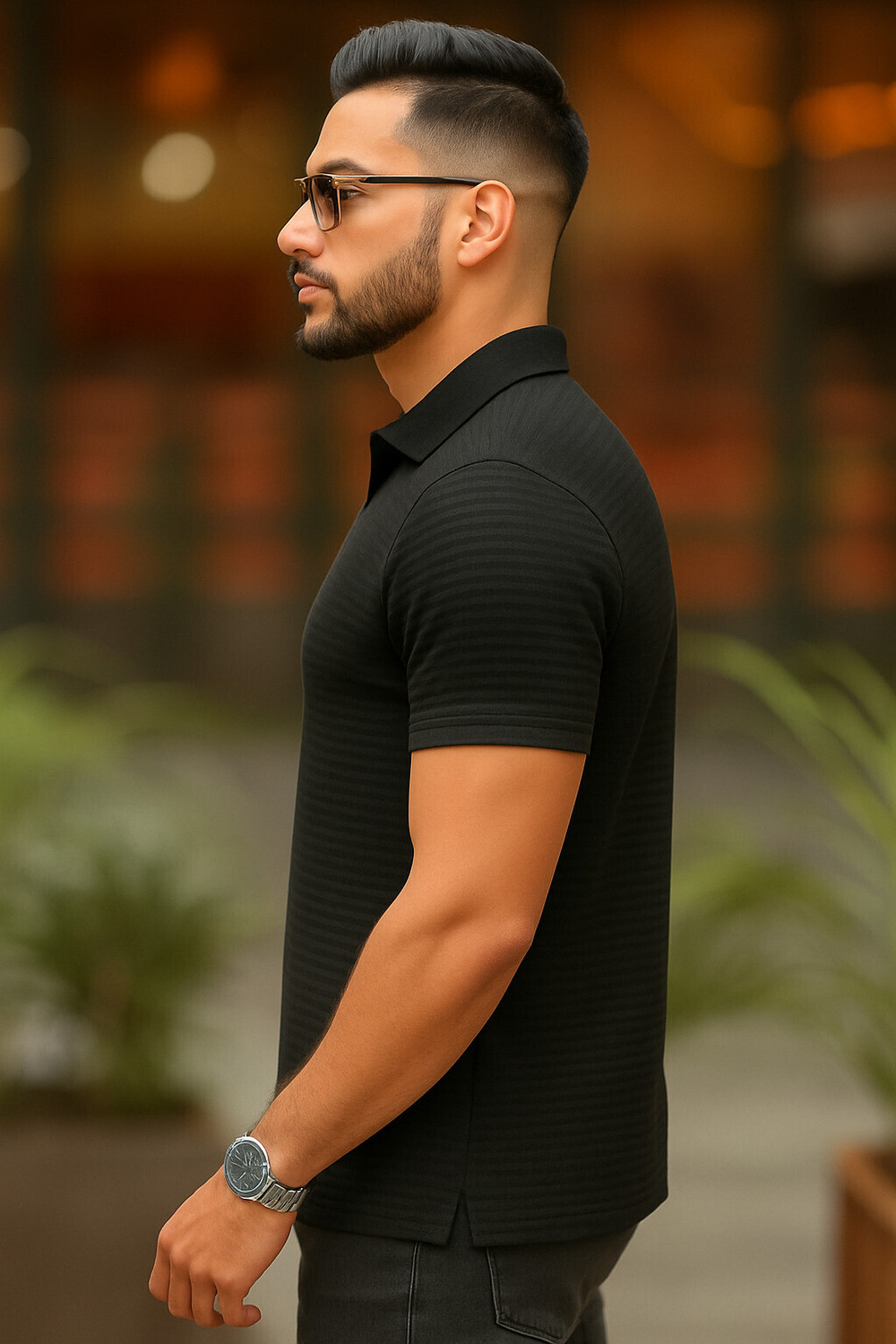 Image of METRONAUT Solid Men Zip Neck Multicolor T-Shirt