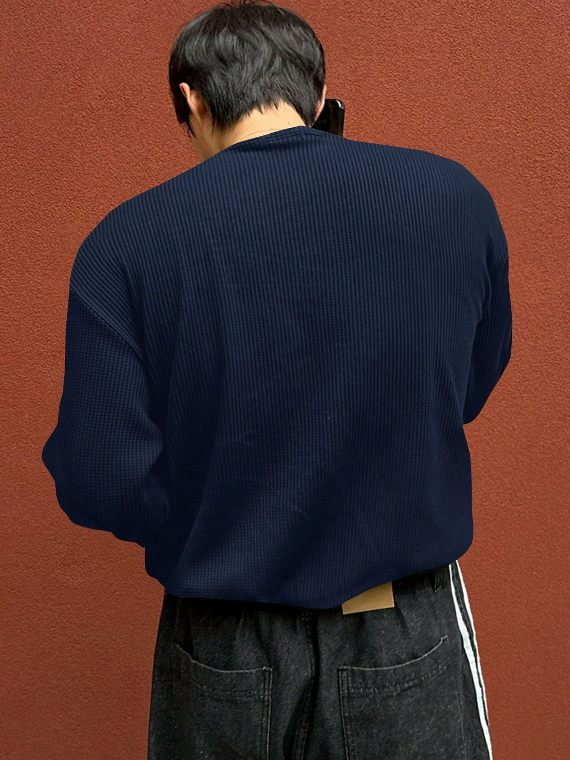 Image of The Modern Soul Solid Men Henley Neck Blue T-Shirt
