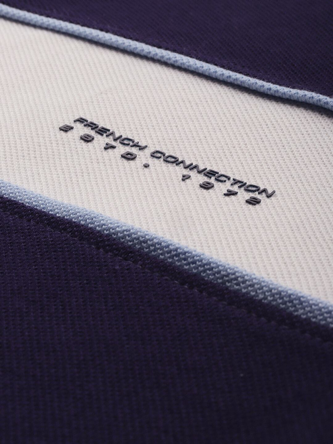 Image of French Connection Colorblock Men Polo Neck Navy Blue T-Shirt