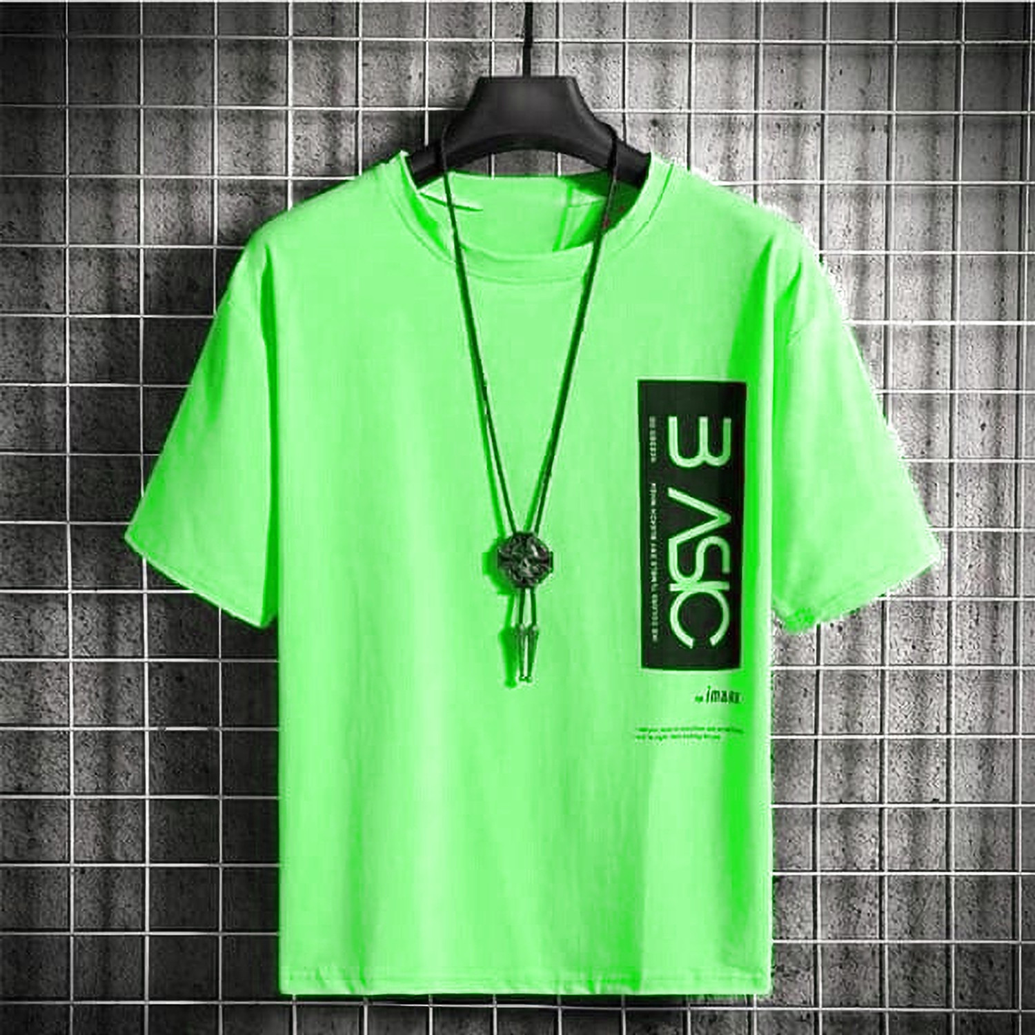 Image of Axxitude Printed Men Round Neck Black, Light Green T-Shirt