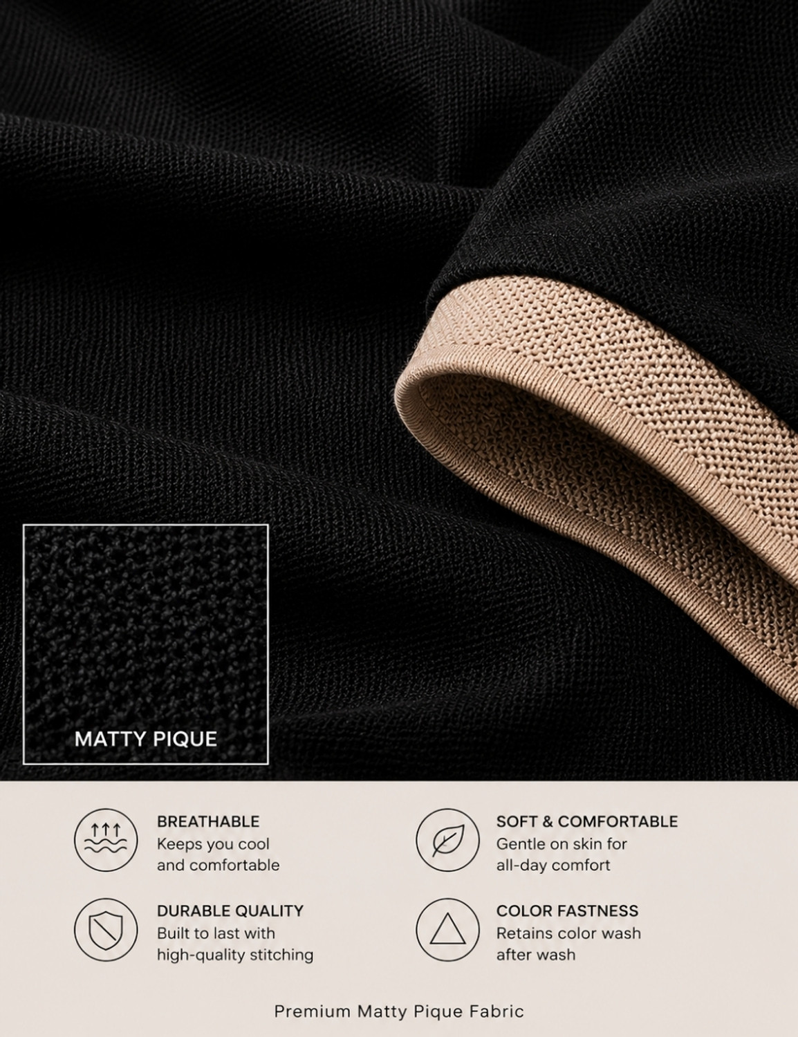 Image of Elivaro Embroidered Men Polo Neck Black T-Shirt