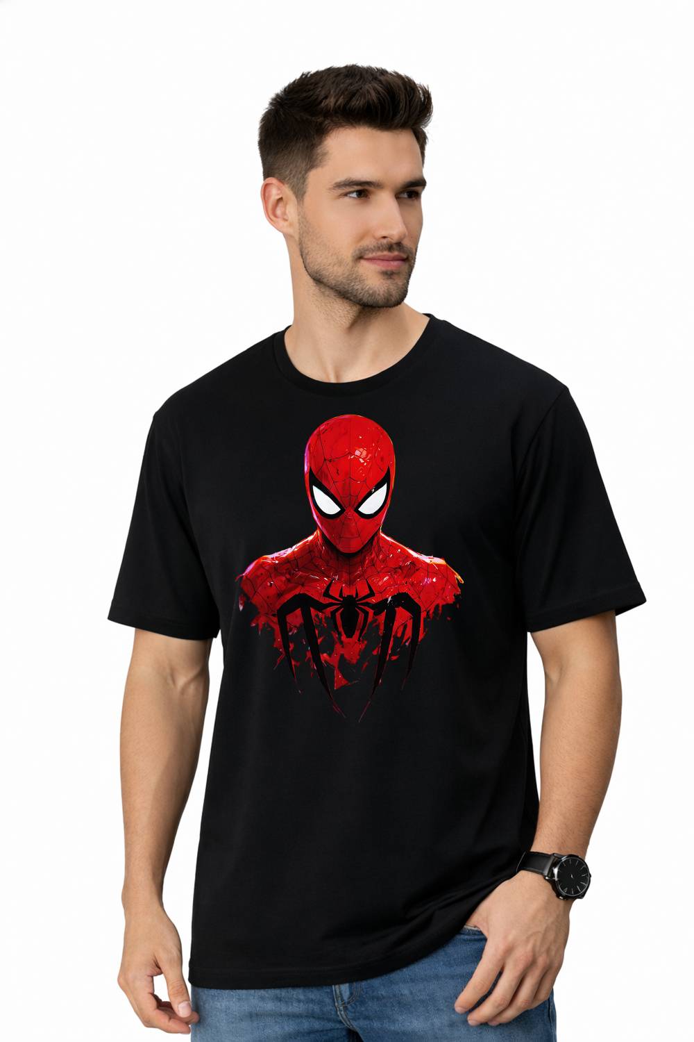 SQF Graphic Print Men Black T-Shirt - Image 1