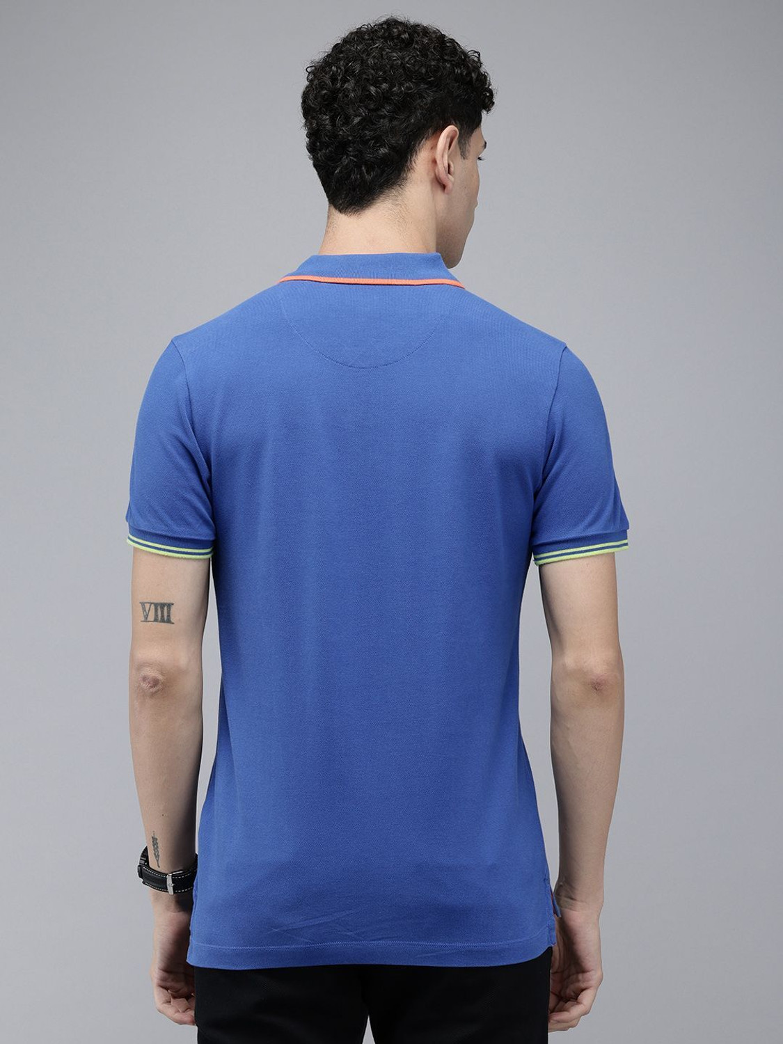Image of U.S. POLO ASSN. Solid Men Polo Neck Blue T-Shirt