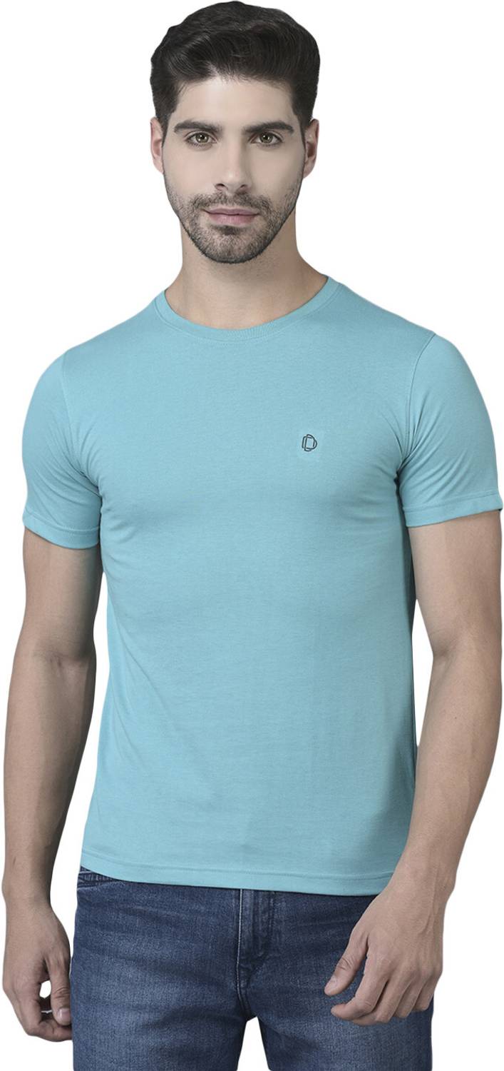 Dollar Men Solid Round Neck Cotton Blend Green T-Shirt