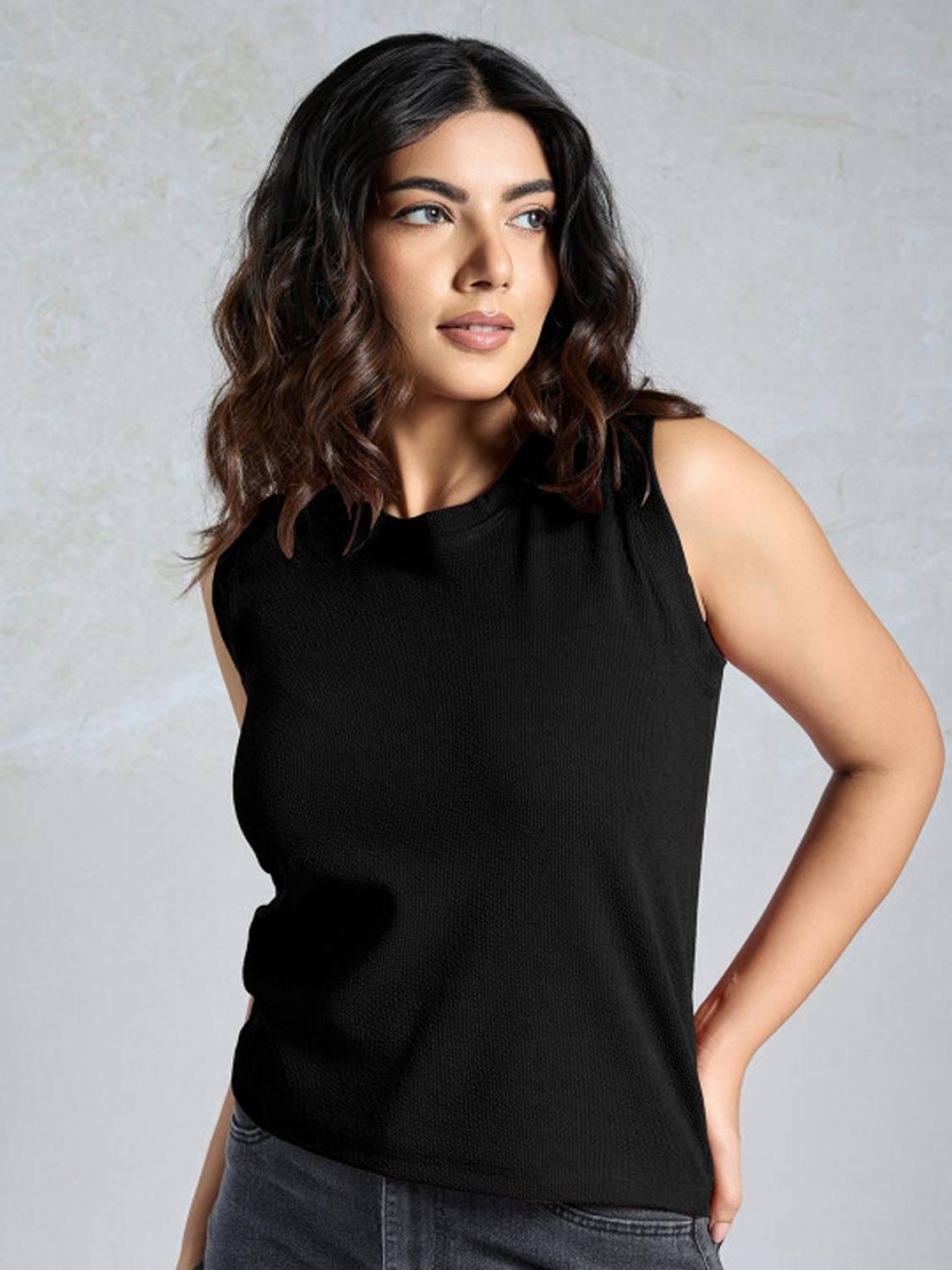 ALGARI CREATION Casual Solid Women Black Top
