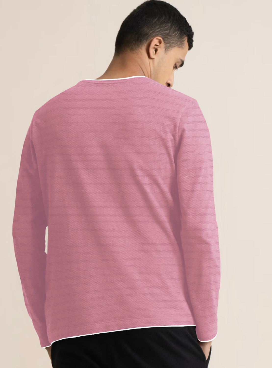 Image of THE DRY STATE Solid Men Round Neck Pink T-Shirt
