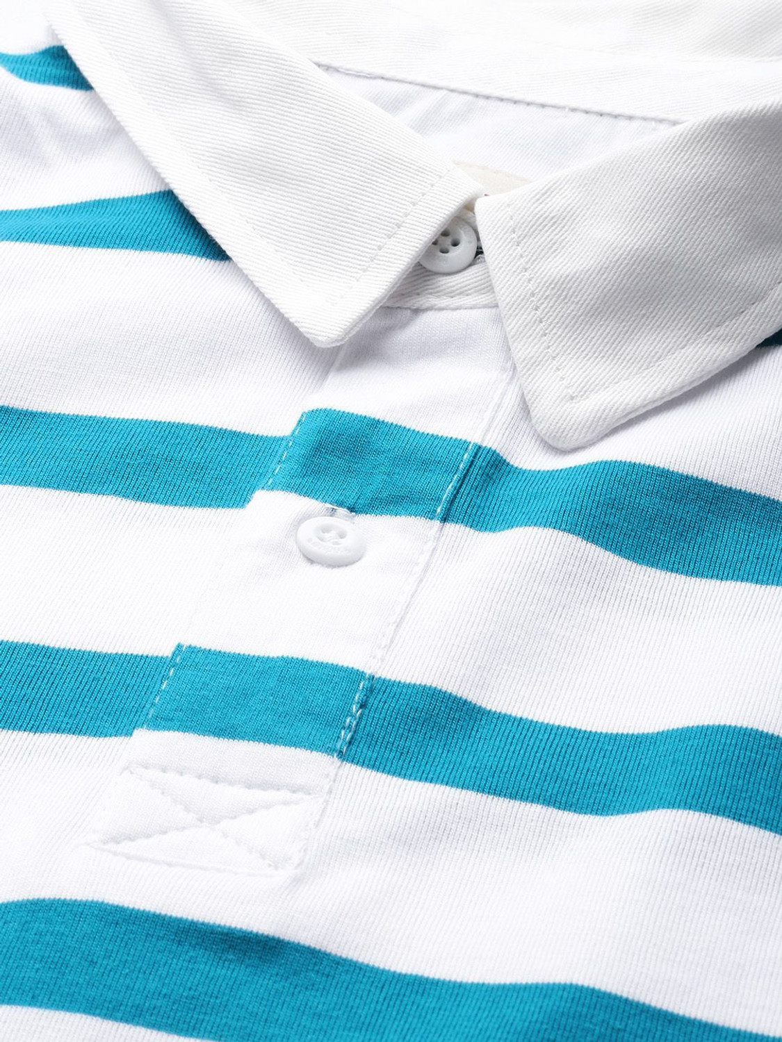 Image of Roadster Striped Men Polo Neck Blue T-Shirt