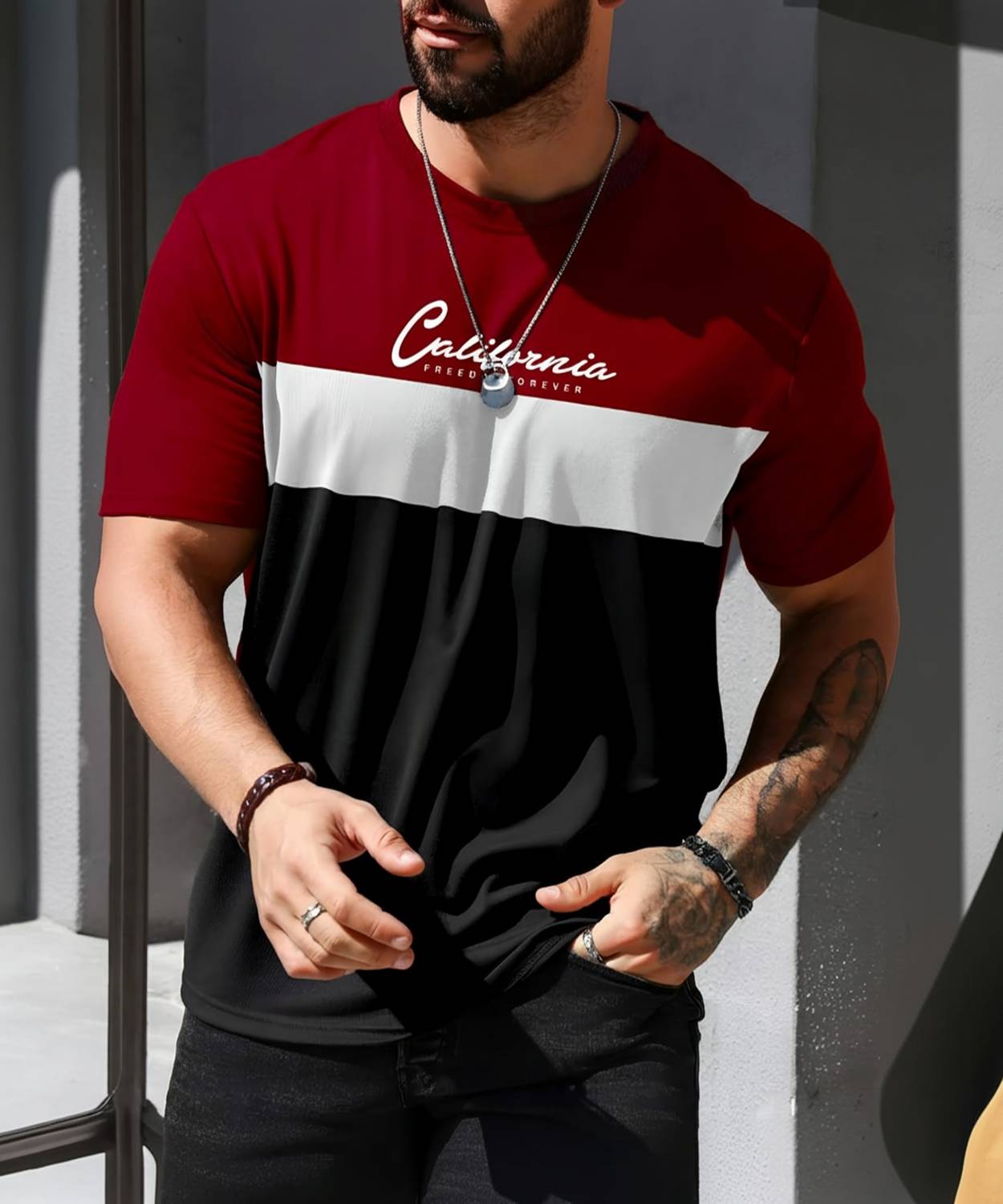 Garimaknitwear Men Colorblock Round Neck Cotton Blend Multicolor
