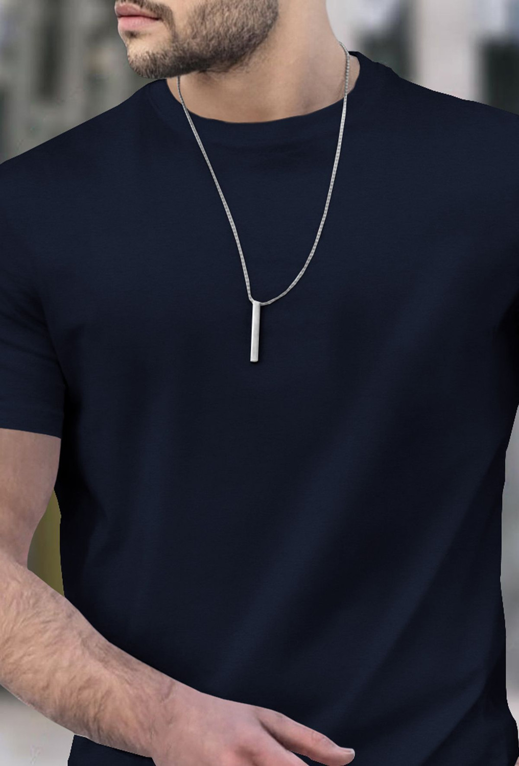 Image of TRIPR Solid Men Navy Blue T-Shirt