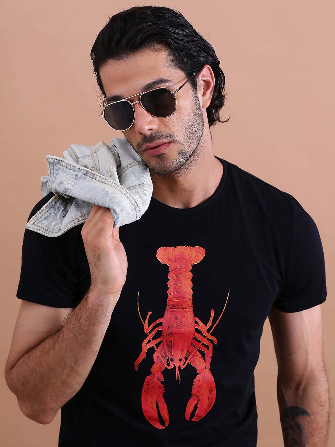 THE BEAR HOUSE Printed Men Round Neck Black T-Shirt