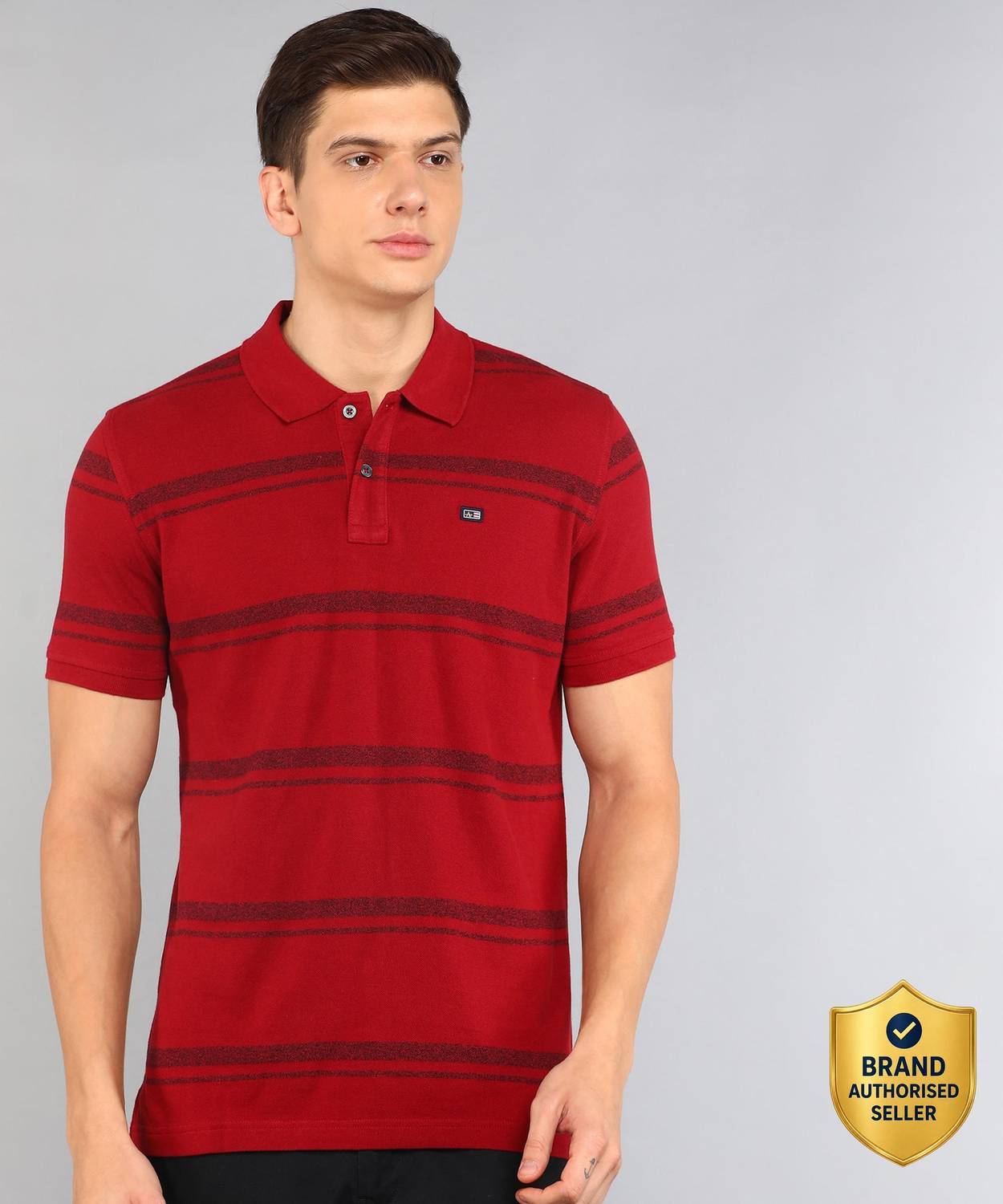 Arrow Sport Striped Men Polo Neck Red T-Shirt