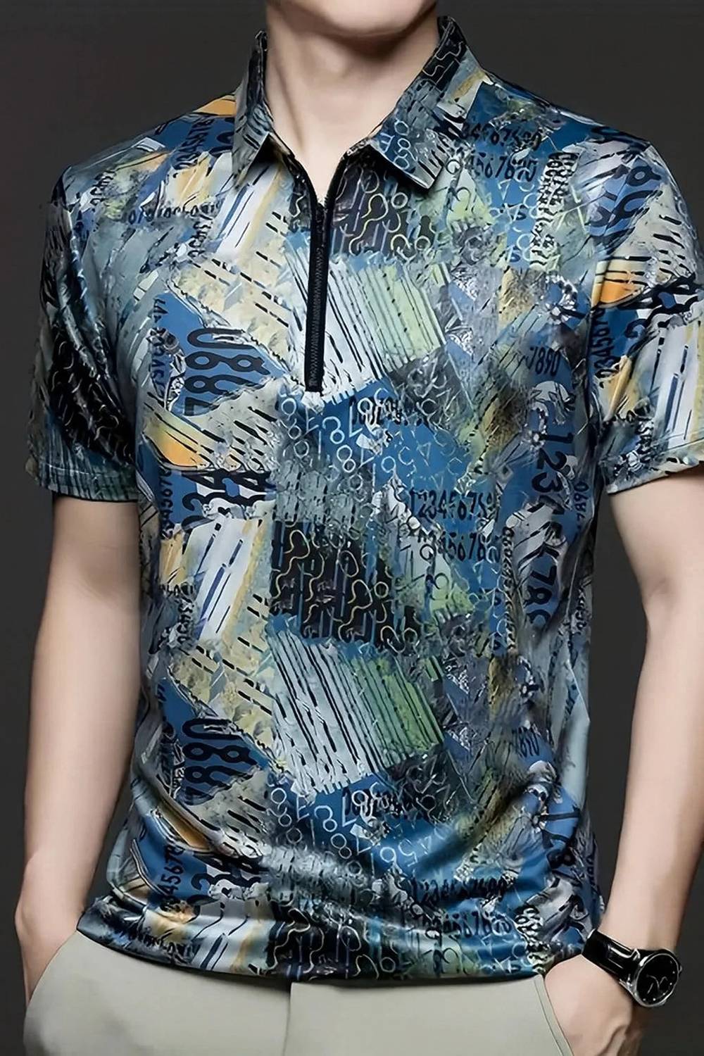 NOW OR NEVER Printed Men Zip Neck Multicolor T-Shirt - Buy NOW OR