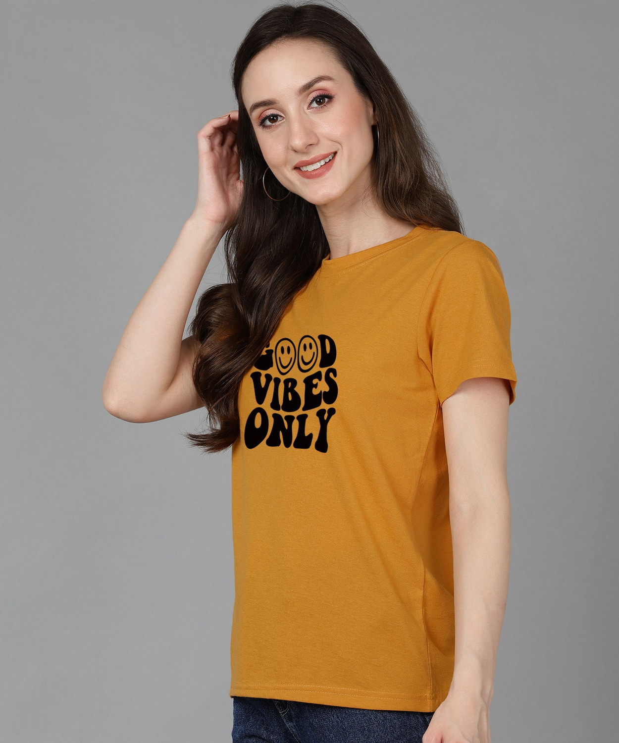Image of Adyavastram Graphic Print Women Round Neck Multicolor T-Shirt