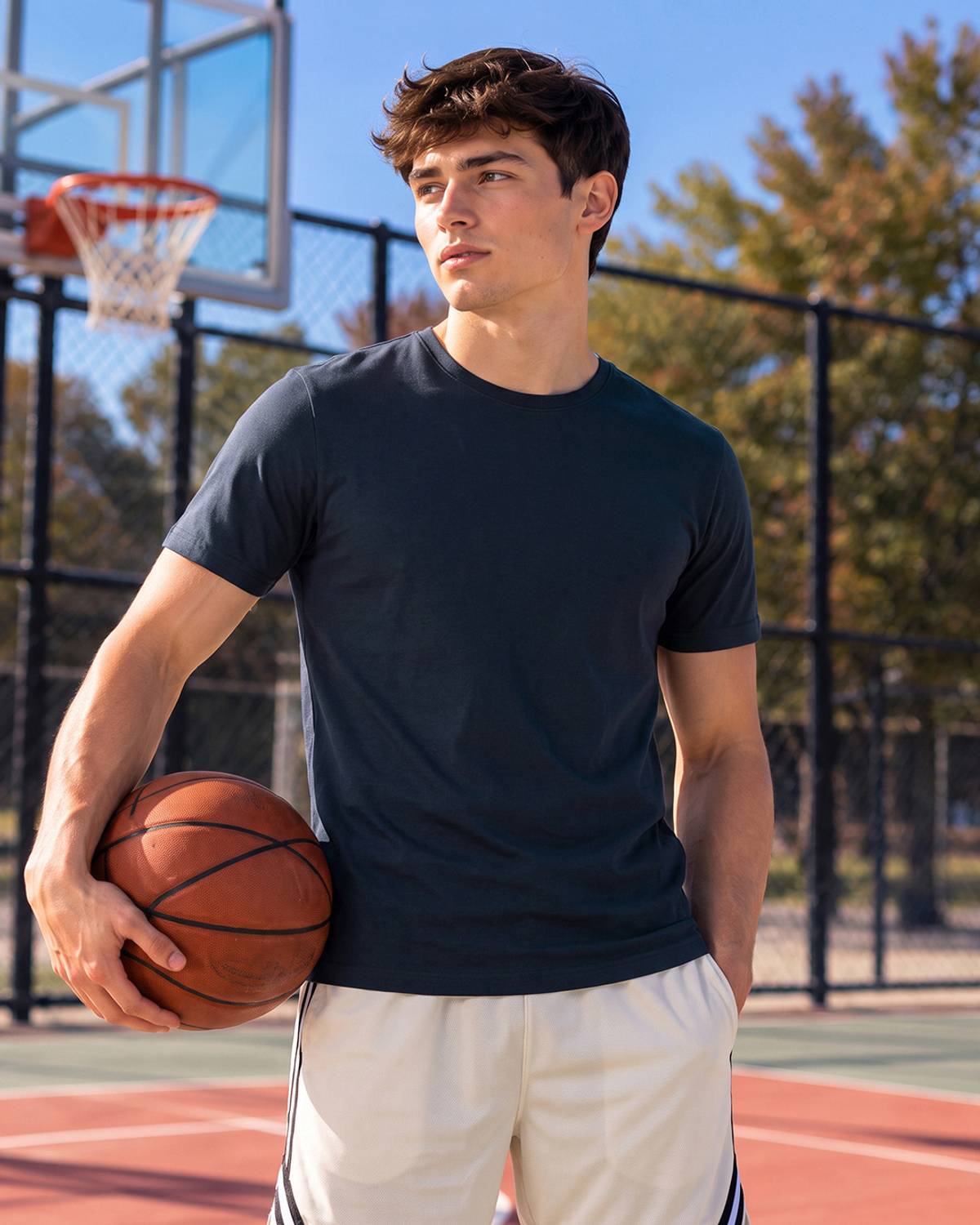 BEWAKOOF Solid Men Round Neck Dark Blue T-Shirt