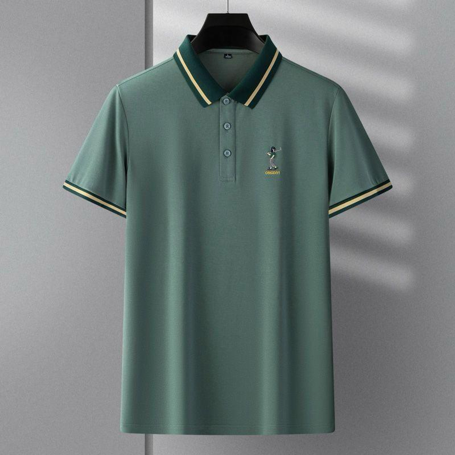 Image of SHUBHAM CREATION Solid Men Polo Neck Dark Green T-Shirt