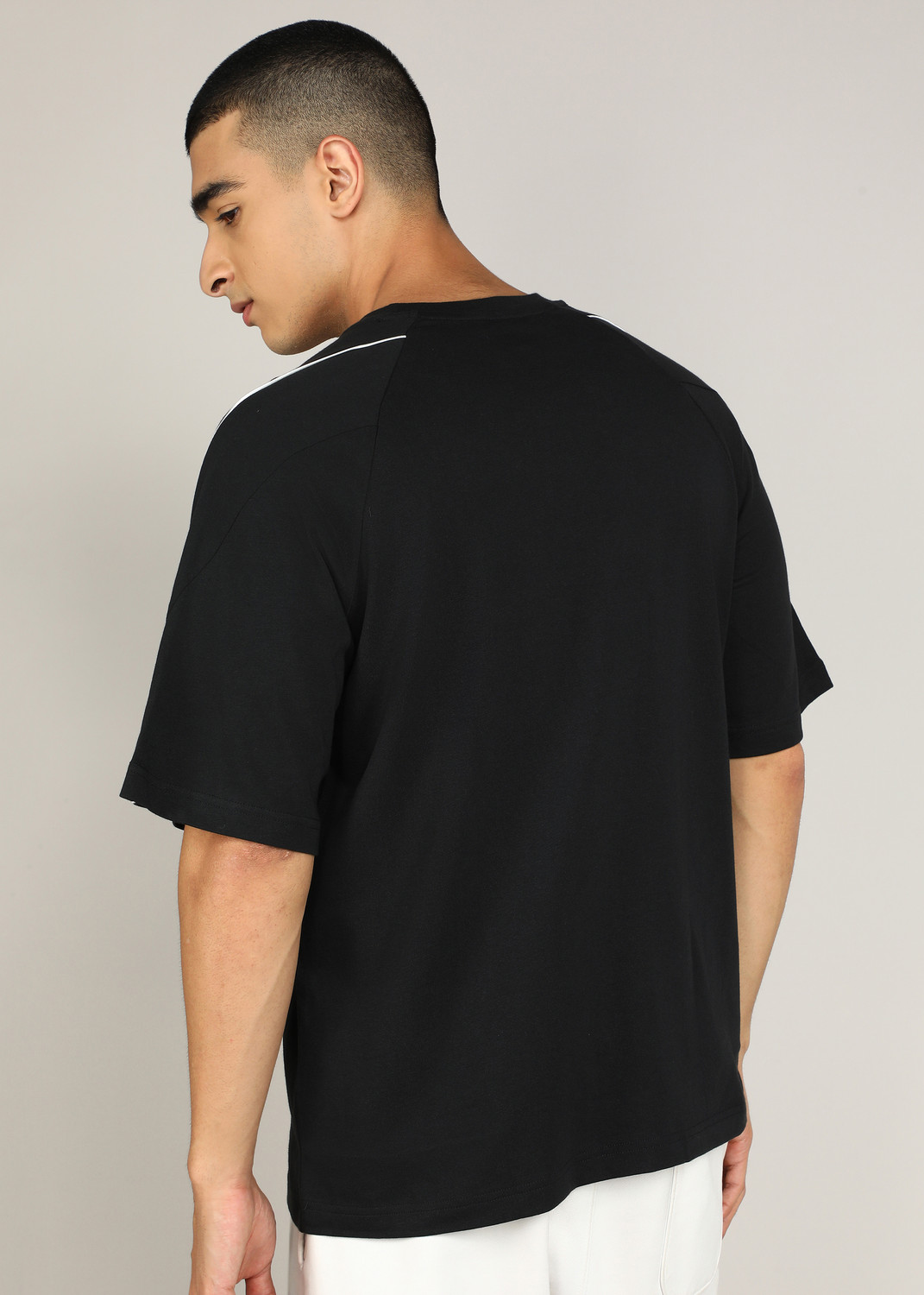 Image of ADIDAS Printed Men Crew Neck Black T-Shirt