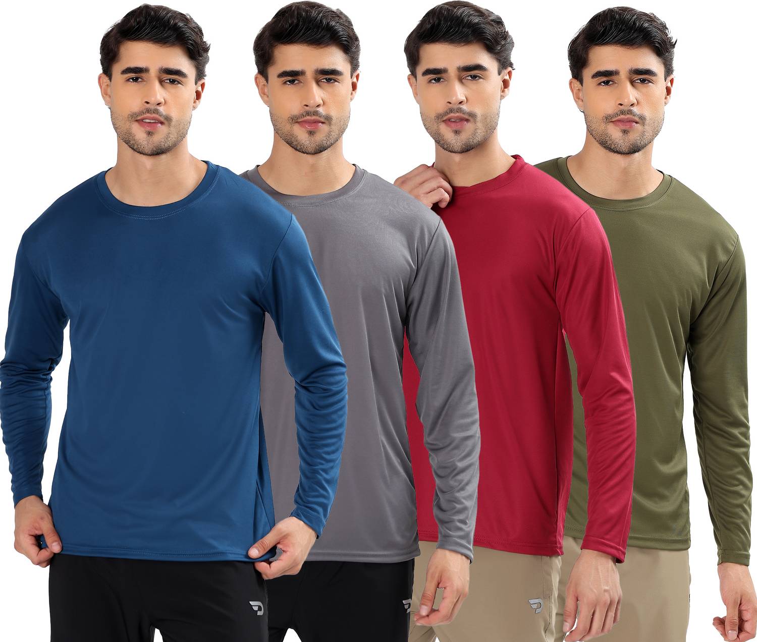 Garmin Pack of 4 Men Solid Round Neck Polyester Multicolor T-Shir
